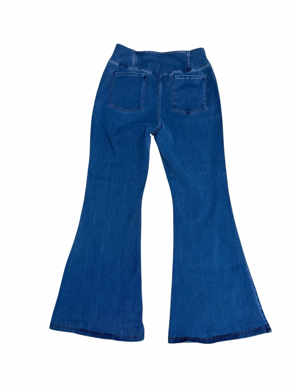 Flared High-Rise Denim Jeans in Deep Blue